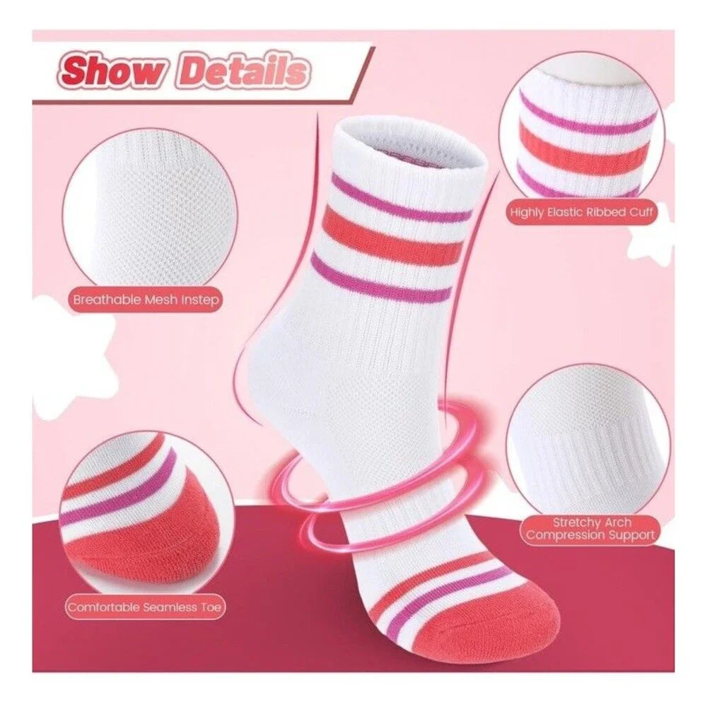 4 Pairs Kids Girls Socks Breathable Cushioned Small 4 Pairs-multicolor-2